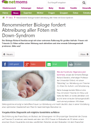 Screenshot netmoms - Renommierter Biologe fordert Abtreibung aller Föten mit Down-Syndrom